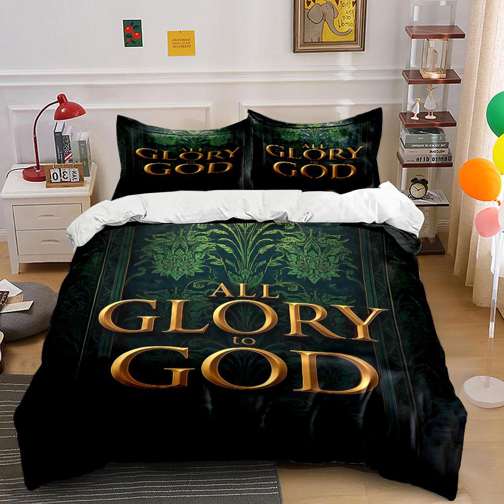 "All Glory to God Bedding Set" Bedding Duvet Cover Set Duvet Cover Pillowcases (1 * Duvet Cover 2 * Pillowcases, without duvet insert)