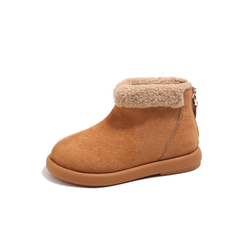 Winter 2025 Girls' Snow Boots: Velvet-Lined Short Martin Boots for Big Kids