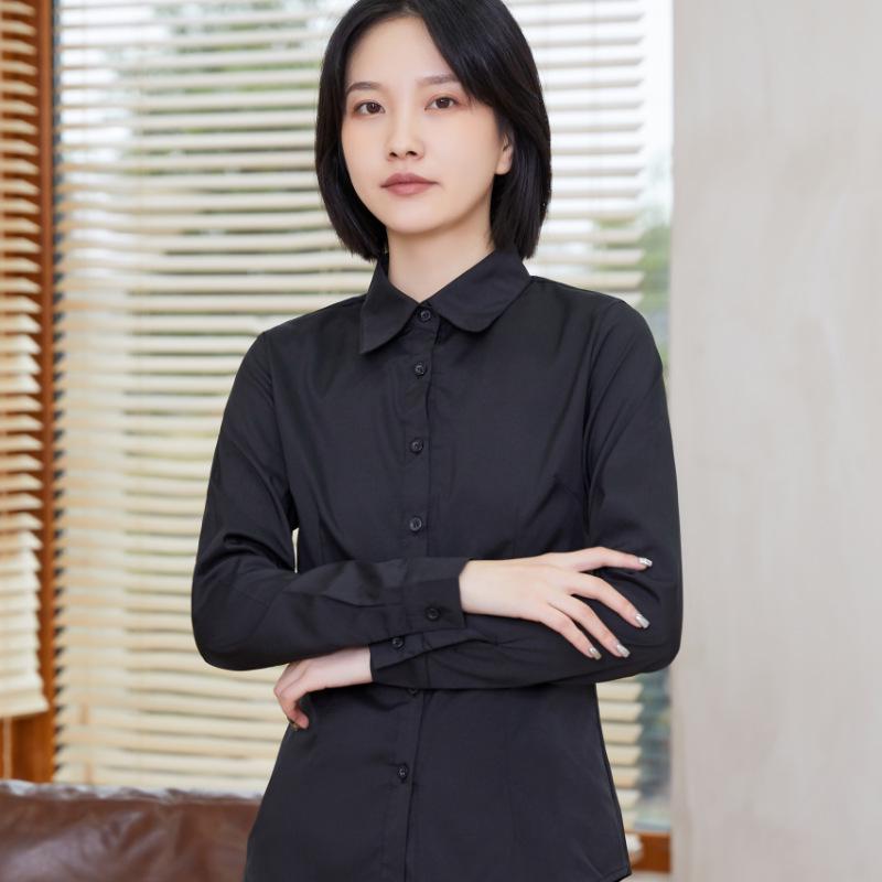 New Women's Spring & Summer White Long-Sleeve Professional Shirts In Plus Sizes