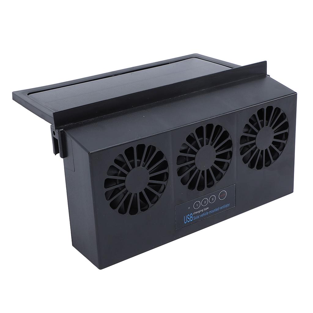 Solar Powered Car Exhaust Fan 3 Heads Odor Removal Multifunctional Air Purifier Cooling Fan for Home Automotive Office