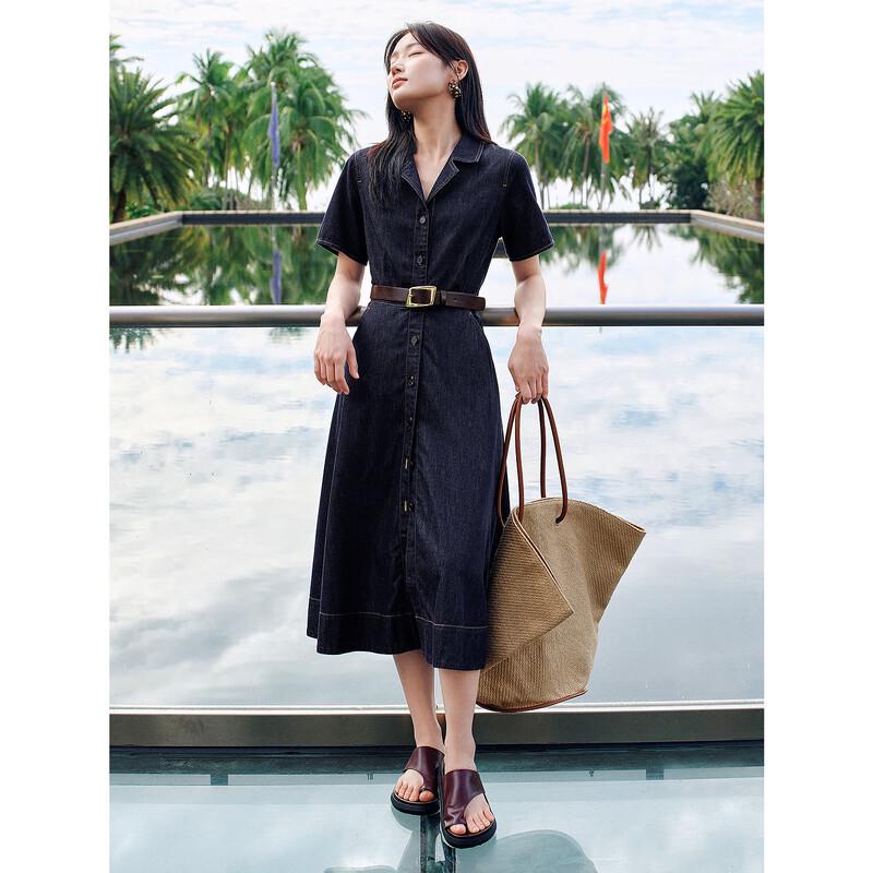 

ANNACOLE Sea Salt Summer Slim Denim Midi Dress 2XL