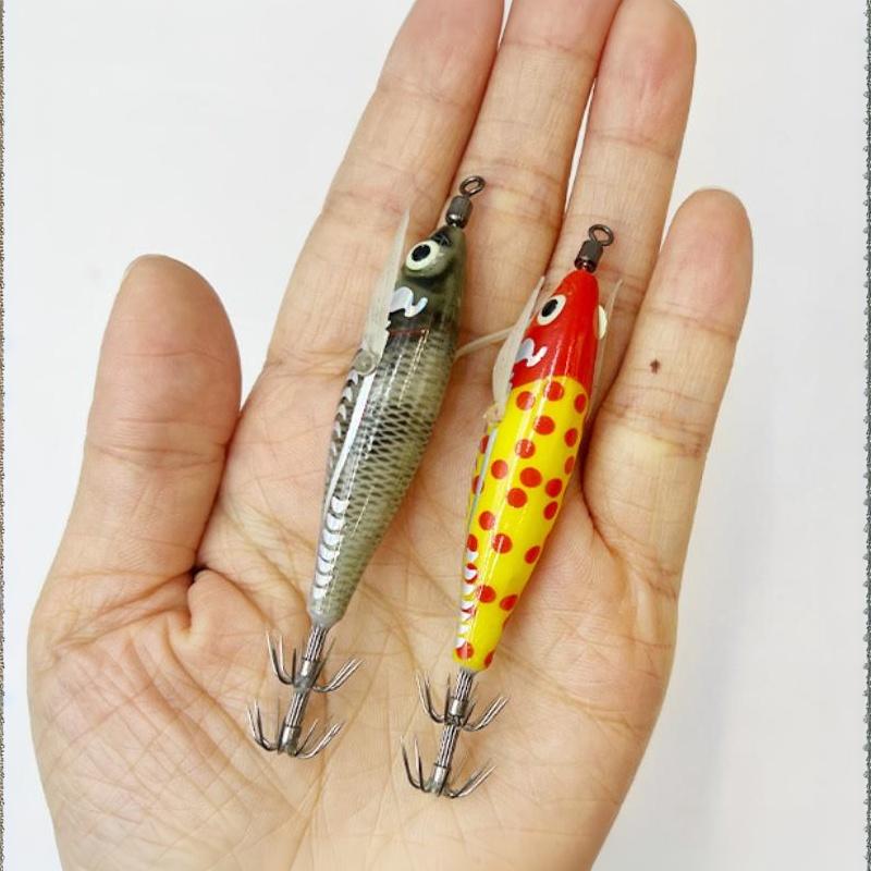 10Pcs Squid Jig Set 8Cm Luminous Uv Shrimp Lure Horizontal Fishing Bait For Cuttlefish Octopus Sea Tackle