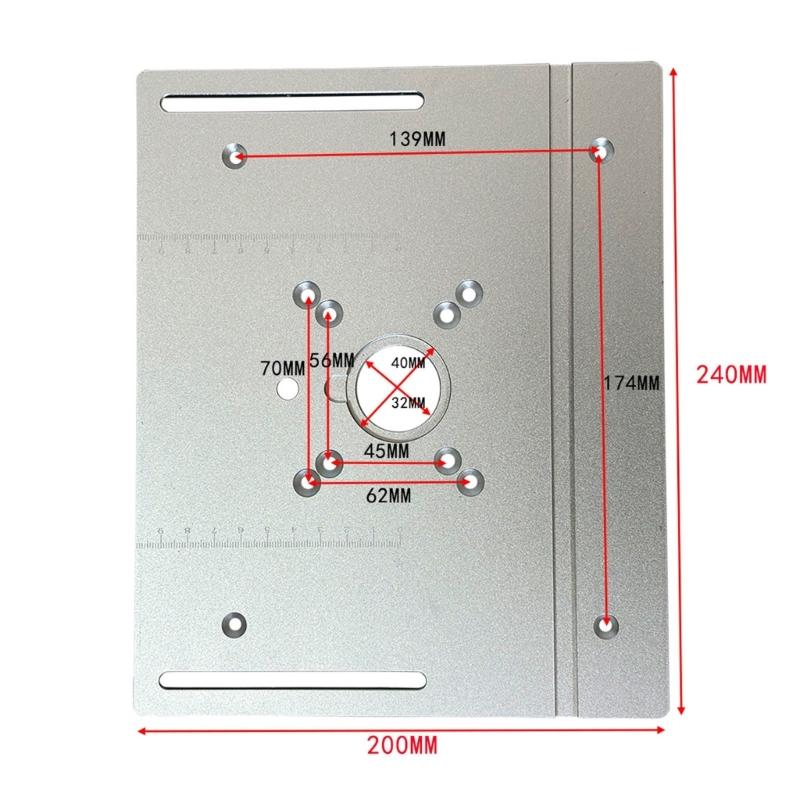 Professional Wood Router Lift Assembly Aluminum Alloy Base Plate 240x200mm Size Manual Adjustment Woodworking Station