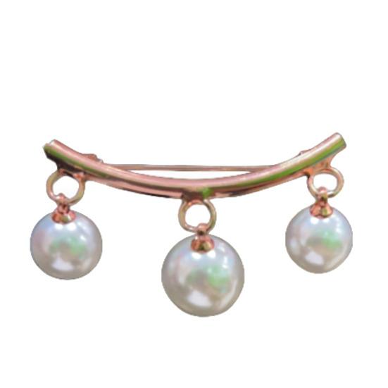 Women Brooch Bowknot Shape Anti-Rust Finish Shawl Clip with Faux Pearl Rhinestones Inlaid Sweaters Scarves Jackets Decorative Anti-exposure Pin