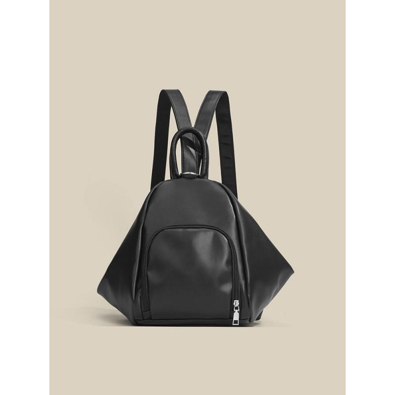 Large Capacity PU Backpack Students Young Adults Urban Minimalist Style With Zipper Phone Pocket