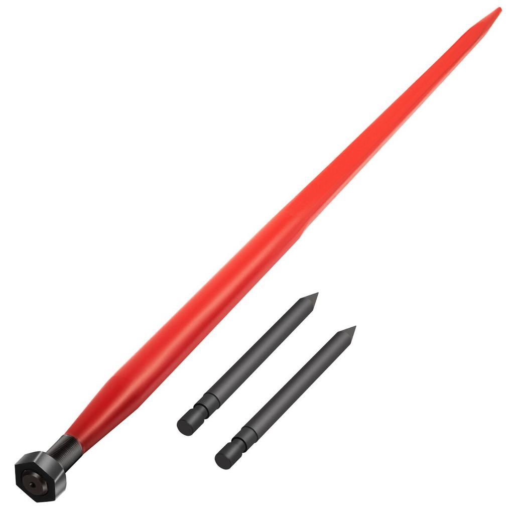 Hay Spear 49\" Bale Spear 3000 Lbs Capacity, Bale Spike Quick Attach Square Hay Bale Spears 1 3/4\" Wide, Red Coated Bale Forks, Bale Hay Spike with 2