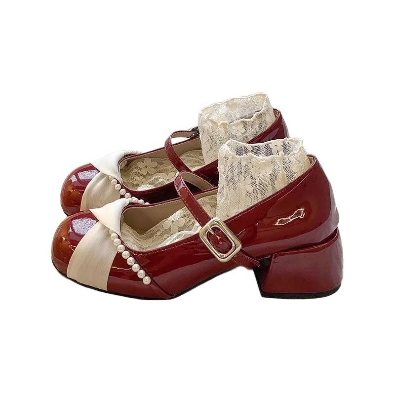 Beautiful silver Mary Jane high heels women's 2025 autumn new ballet temperament thick heel with skirt jk single shoes