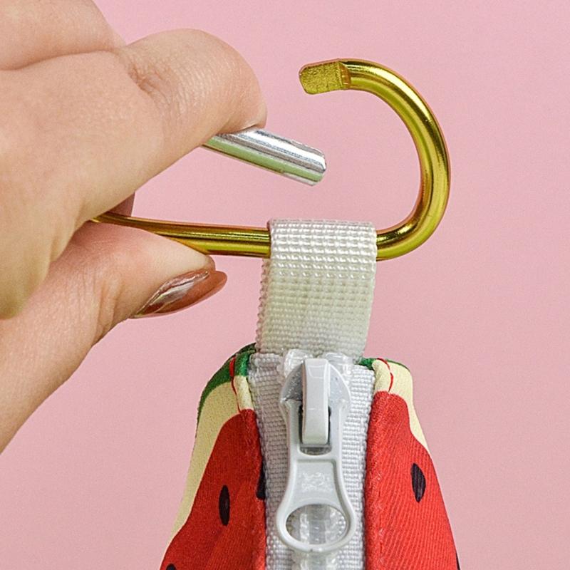 Zippered Dog Poop Bag Dispenser Hangable Dog Poop Bag Holder Outdoor Pet Walking Gear Fruit Print Pet Waste Bag Holder