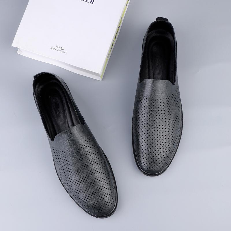 Spring Autumn Hot Selling Men's Loafers Lightweight Breathable Flat Shoes High-quality Fabric Men's Leather Business Shoes cm grigio