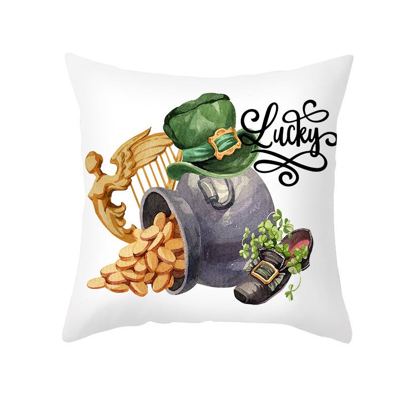 St. Patrick's Pillow Cover for Home Sofa Peach Skin Printed Cushion Cover National Day Pillow Cover