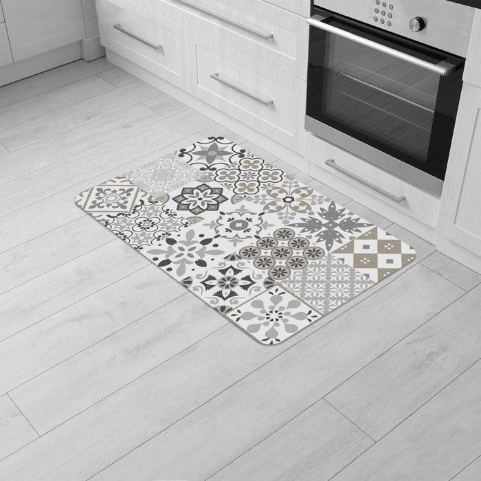 Tapis décoratif en polyester - L 45 x l 75 cm - Imprimé salou blanc