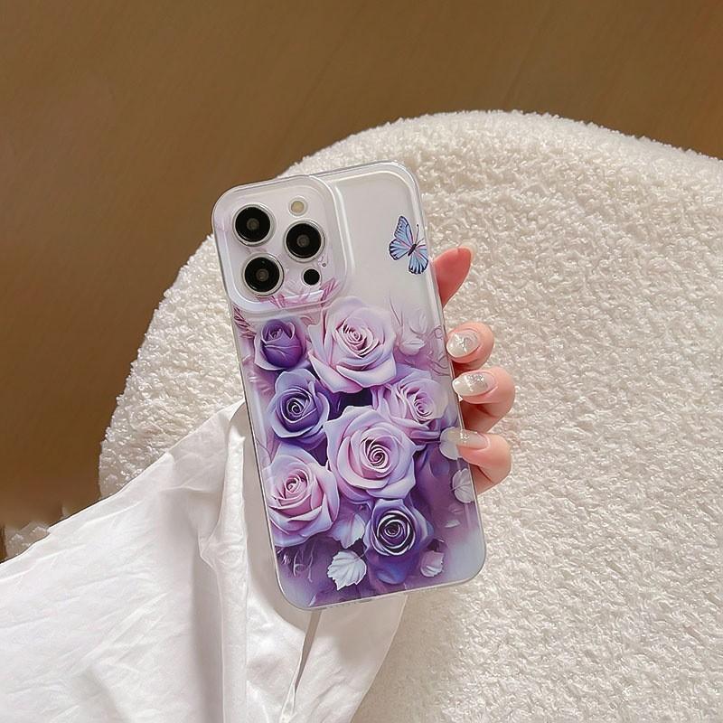 INS Rose Flower iPhone15 Mobile Phone Case 14/13Pro Apple 12promax All Inclusive 11 Anti-drop 16/17