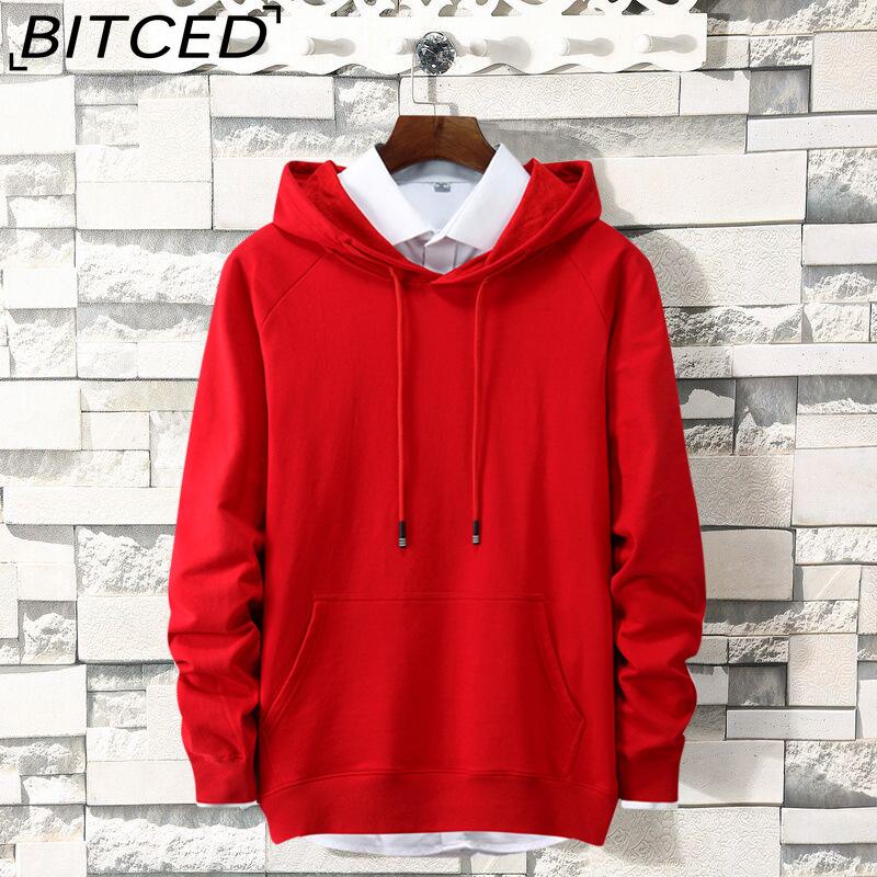 

BITCED Осенняя тонкая толстовка с капюшоном и принтом, модная мужская повседневная удобная кофта-пуловер XXXXXL красный
