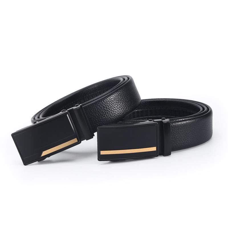 Belt Men'S Business Automatic Buckle Belt Scratch Resistant Lychee Pattern Belt Body Stall