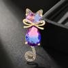 Cute Bow Kitten Cat Brooches For Women's Suit Scarf Simple Rhinestone Lovely Cat Animal Brooch Pins Jewelry Gifts