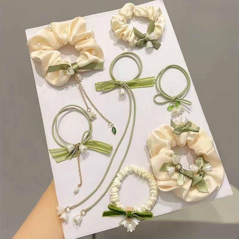 Set lily of the valley flower rubber band hair ring high elasticity and durable Korean version of the head rope new fresh girl hair tie rope