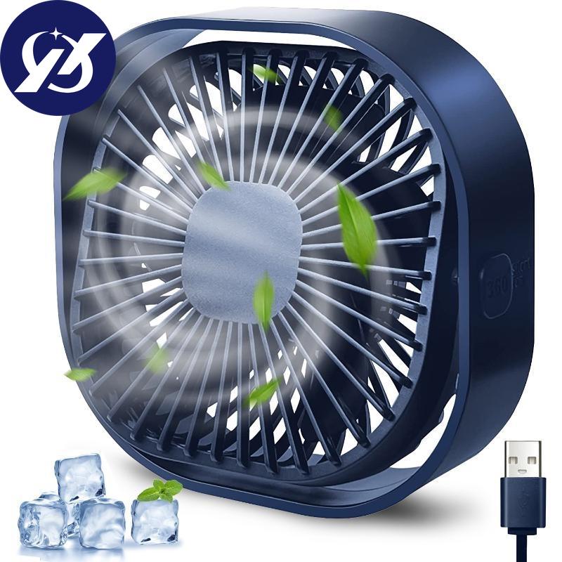 Ventilator de birou USB Mini ventilator de răcire de birou cu 3 viteze reglabile, ventilatoare puternice, silențioase, USB