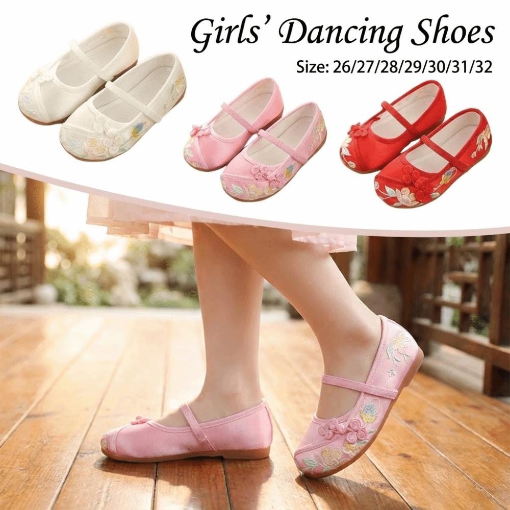 Chinese Style Children Hanfu Flat Shoes Wear Resistant Embroidered Cloth Shoes Kid Gift