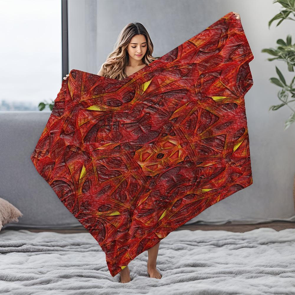 Patterned Blanket Red Geometric Print Throw Blanket Sofa Bed Bedding for Kids Teens Adults Decorative Gift