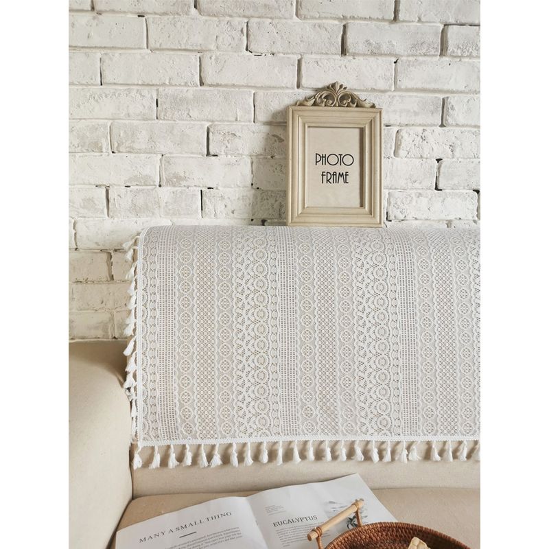 

French Style Retro Lace Sofa Backrest Cover Towel Ins Style Cut Out Fabric Tea Table Balcony Dining Side Garden Table Cover Towel Romantic pure white 70*70