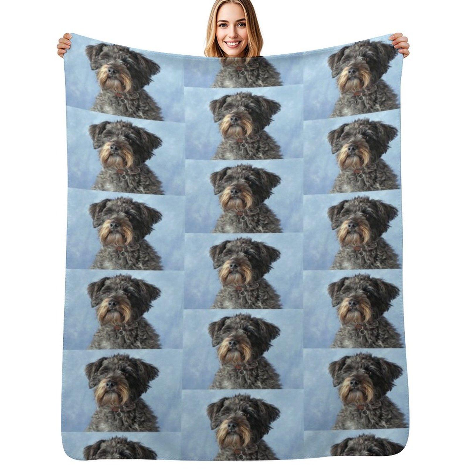 Bella the Schnoodle! Throw Blanket Warm Comfortable Blanket Gift for Parents Friends Size: 75*100cm, Weight: 230 GSM