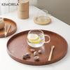  4 Sizes Round Acacia Wood Serving Tray Decorative Tray Farmhouse Candle Holder Tray for Kitchen Counter Home Decoration