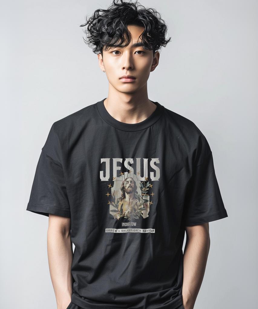 INDIGLOW Jesus Graphic Art Print Short Sleeve Cotton T-Shirt
