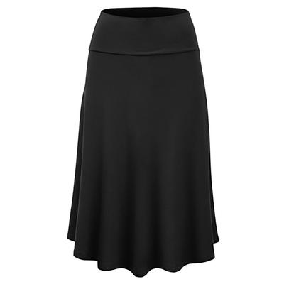 Women/'s Full Flared Chiffon Pleated High Waist Midi Calf Skirt Lined Long Solid