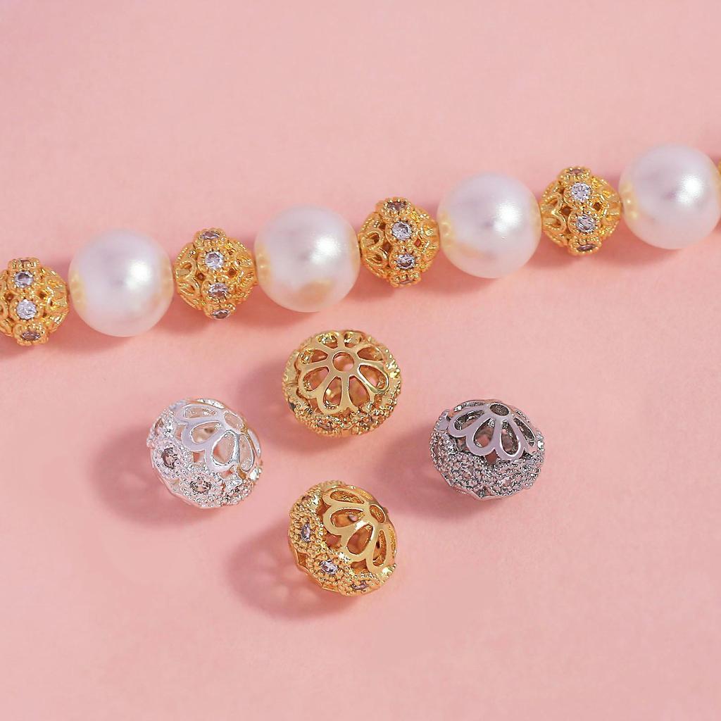 18k Gold-Filled Zirconia Barrel Beads Crystal Bracelet Spacer Jewelry Accessories