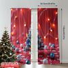 2pcs 2D Flat Printing Merry Christmas Window Drapes Festive Christmas Tree Fabric Without Electricity Festive Wall Decor Use for