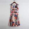 Sunshine House Summer New Arrival Export European and American Women's Clothing Print Round Neck Vest Dress Umbrella Skirt A- Line Skirt