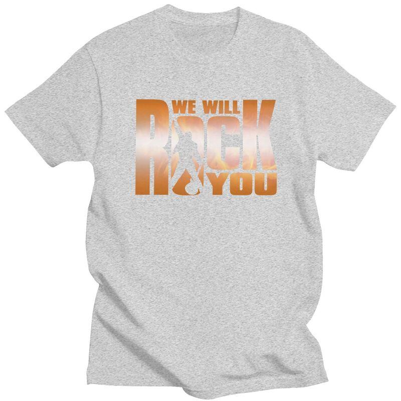 Custom We Will Rock You T Shirts Men 100 Cotton Tees Queen Rock Band Tshirts ShortSleeve Fashion Tshirt Clothing