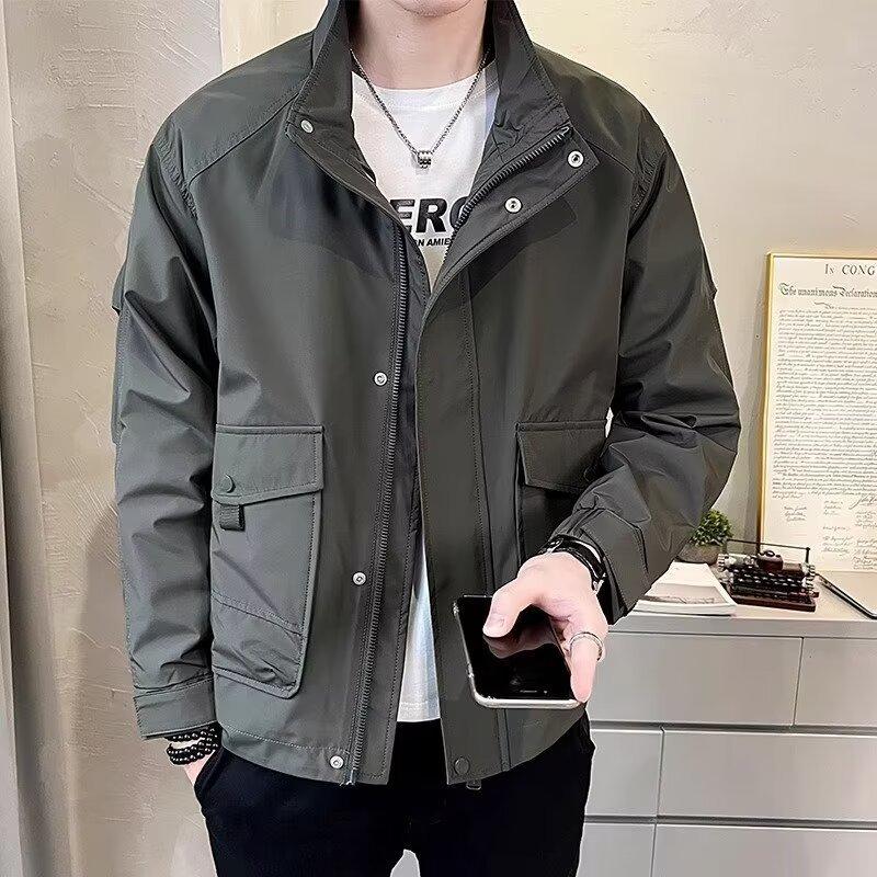 Men's Windproof and Rainproof Jacket Spring Work Jacket Casual Youth Men's Stand Collar Hoodless Clothes