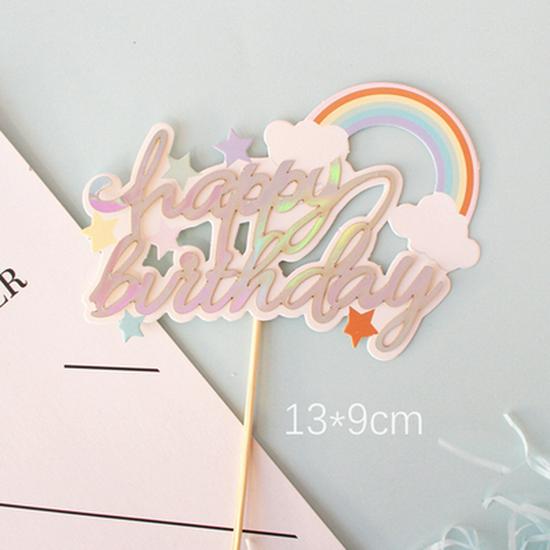 10-Pack 3D Hot Air Balloon & Rainbow Cake Toppers