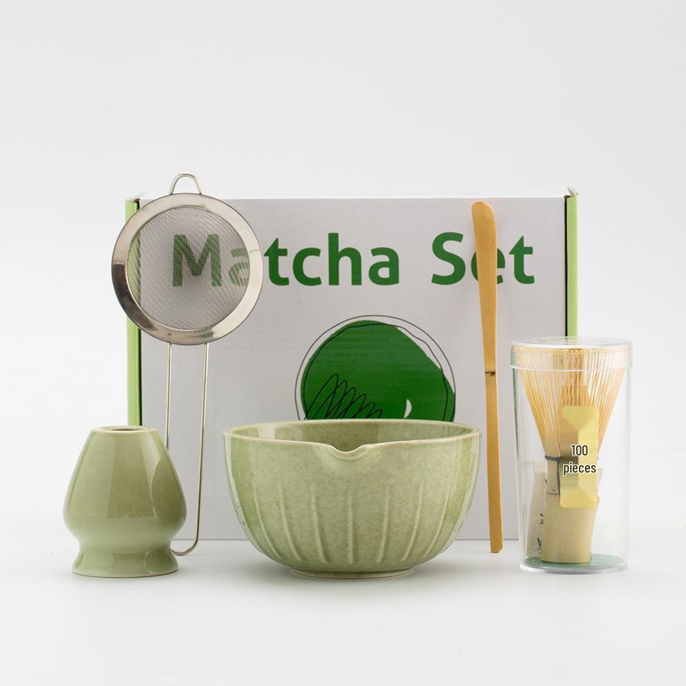 Ceramic Matcha Tea Ceremony Set with Whisk & Holder