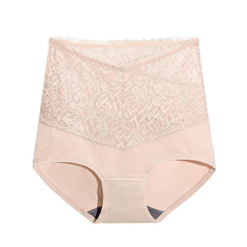 Sexy lace high-waisted panties for women Graphene crotch antibacterial tummy control waistband butt-lifting shorts Women's triangle panties