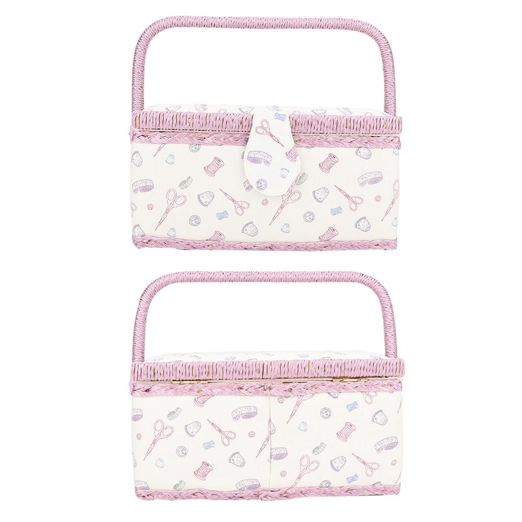 Vintage Sewing Basket Household Fabric Craft Thread Needle Storage Box Organizer