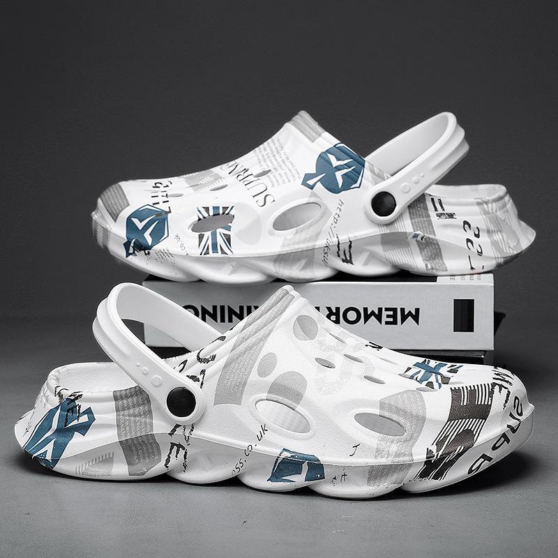 Sandalen Herren Sommer Außenbekleidung rutschfest Taschenkopf Hausschuhe Lochschuhe dicke Sohle verschleißfest Sport Doppelfunktion