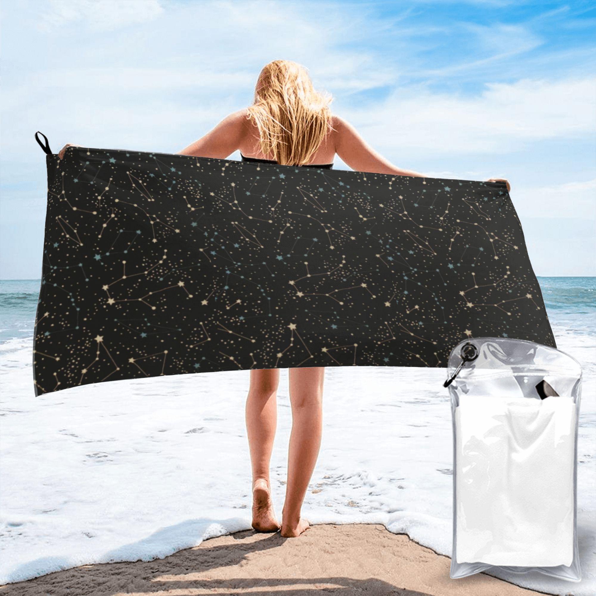 

Constellation Star Clusters Galaxies Print Halloween Beach Towel Soft Microfiber Quick Dry Absorbent Quick Towels For Bath W40*H60(CM)