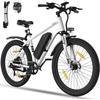 HITWAY Elektrofahrrad 27,5" Weiß, E-Bike mit abnehmbarem Akku 36V/13AH, Shimano 7-Gang, City-MTB E-Bike