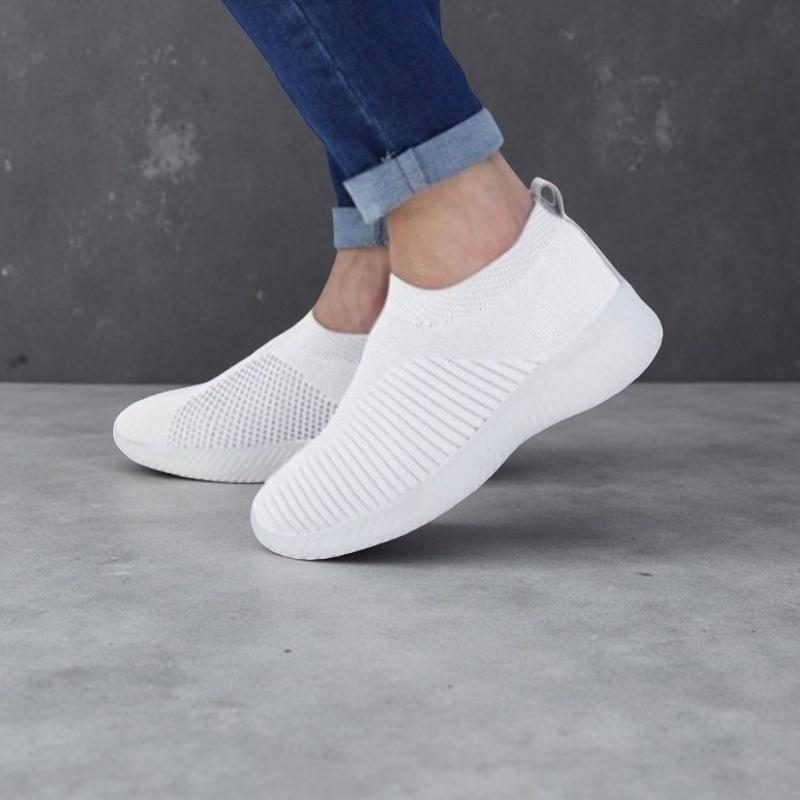 

Летающие тканые повседневные дышащие студенческие универсальные сетчатые туфли на плоской подошве 42 белый