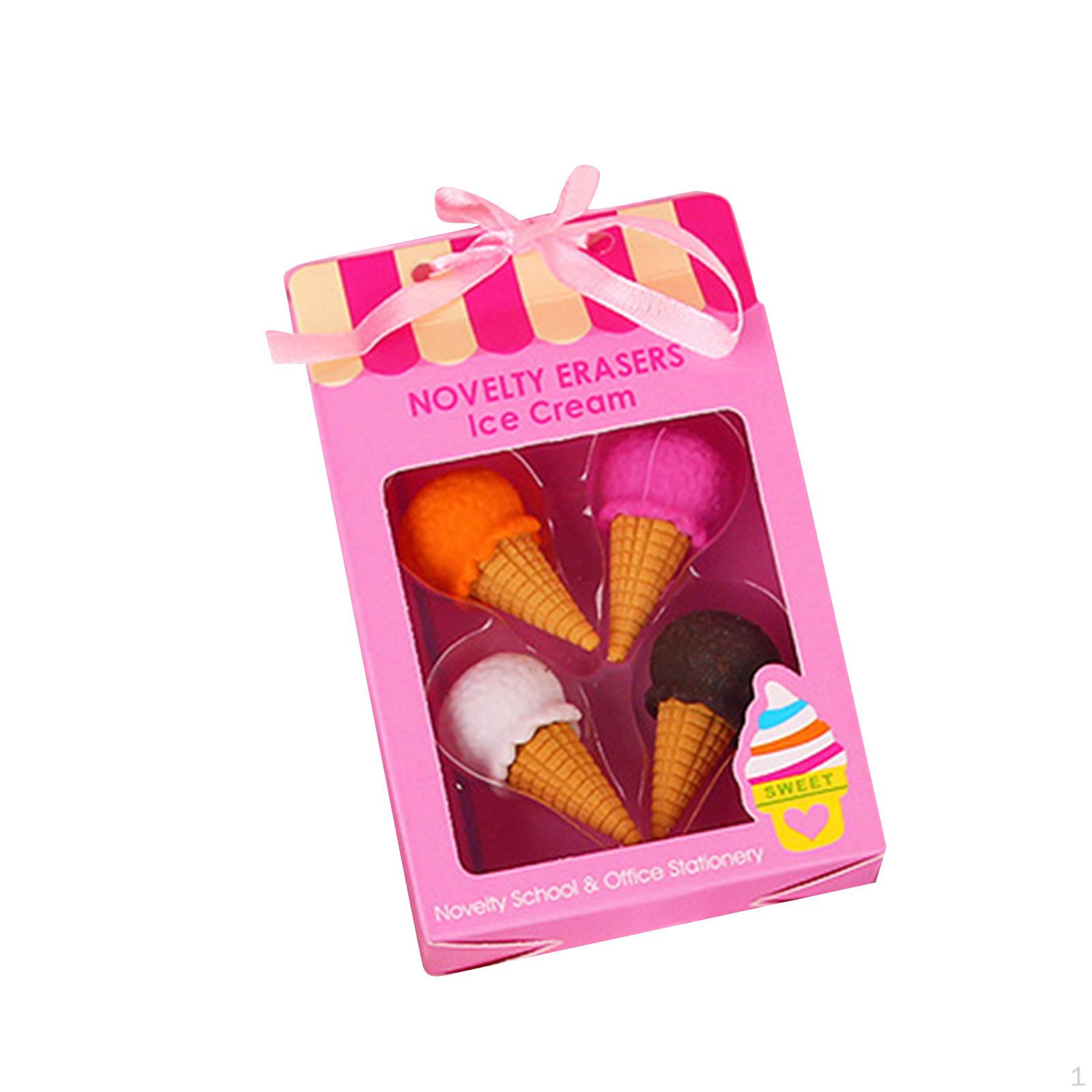 

4 Pieces Creative Dessert Erasers Portable Gift Box Unique Kindergarten Eraser Cartoon Mini розовый