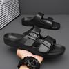 2025 New Men's Outdoor Beach Sandals Non-Slip Double Buckle Strap Comfortable Summer Slides for Casual Walking Water Activities