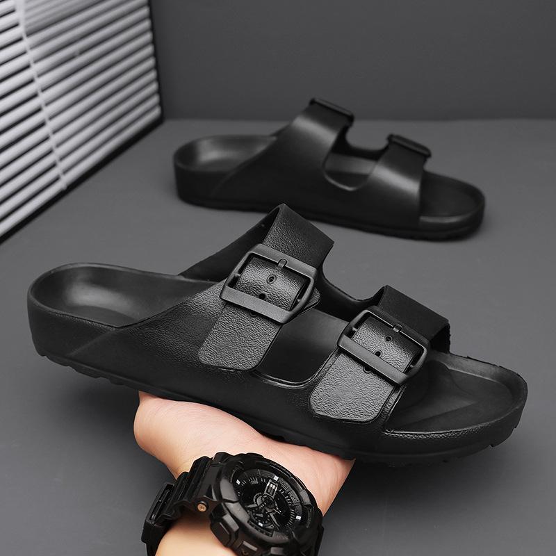 2025 New Men's Outdoor Beach Sandals Non-Slip Double Buckle Strap Comfortable Summer Slides for Casual Walking Water Activities