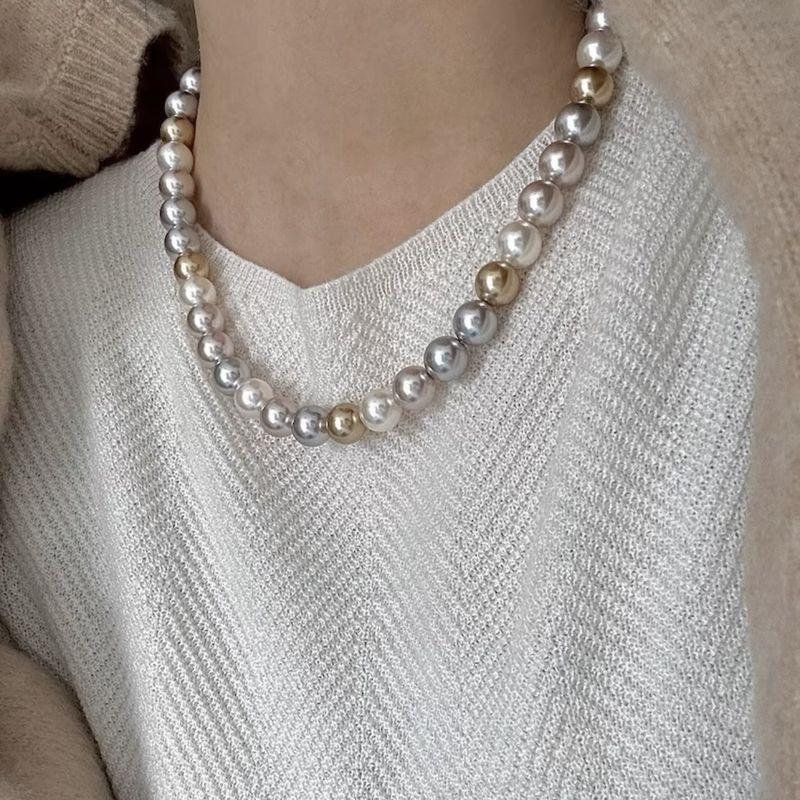 

Новинка Luoluo Pearl Стиль Майяр Мягкая Атмосфера Жемчужное Ожерелье Смешанных Цветов Цепочка на Ключицу Циндаоское Украшение 8mm [custom does not support return] 50cm