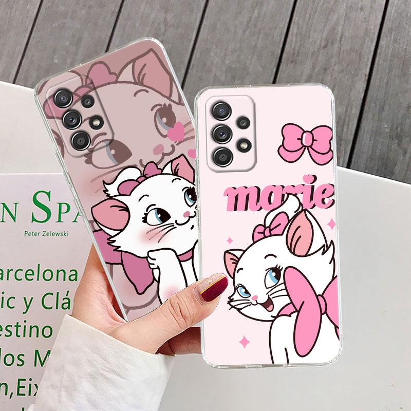 Clear Case For Samsung Galaxy A57 A37 A56 5G A36 Cases A55 A54 A35 A26 A07 A17 A16 A06 A34 A15 Cover Pink Fantasy Cute Marie Cat
