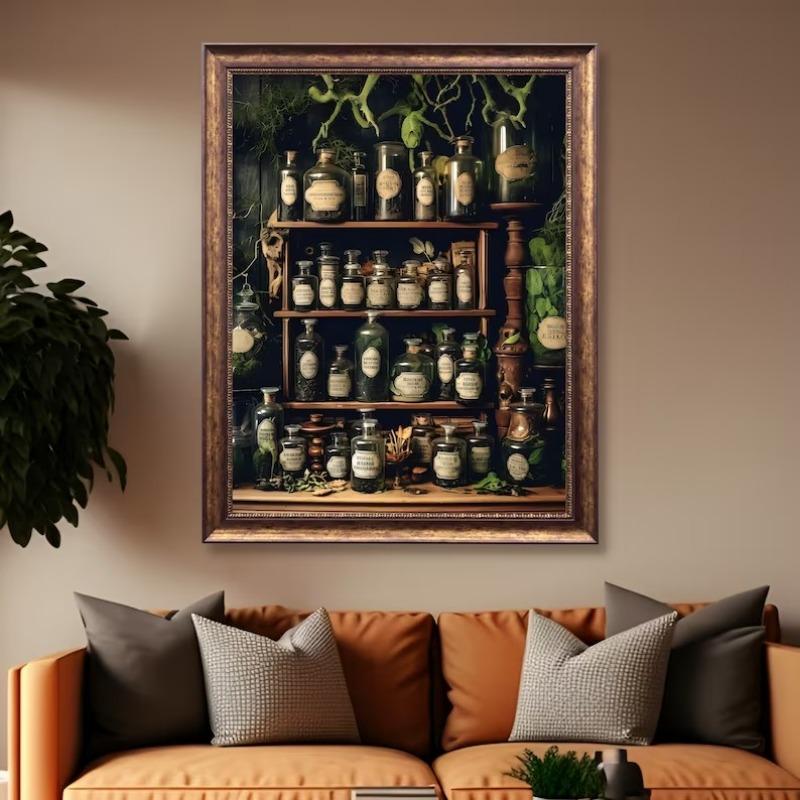 Victorian Botanical Greenhouse Wizard Library Apothecary Fantasy Haunted House Poster Wall Pictures Canvas Painting Home Decor