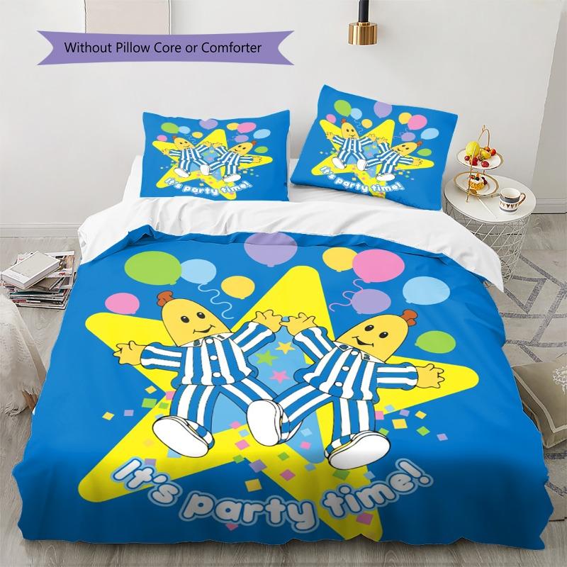 Bananas In Pyjamas Colorful Floral Splash Background 3Pcs Bedding Set Duvet Cover Pillowcases No Comforter