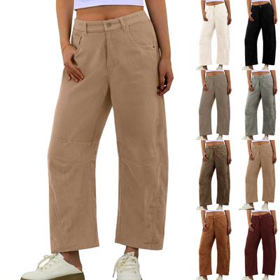 Dames Casual Mode Comfortabele Hoge Taille Losse Rechte Pijpen Broek