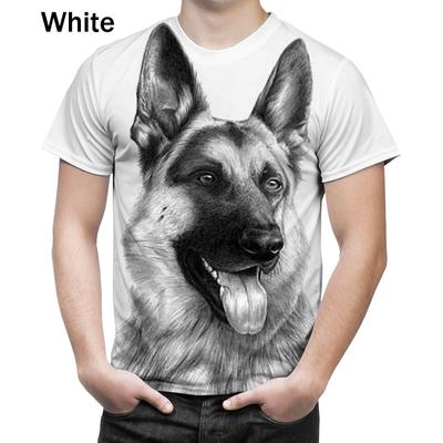 Fashion Men Personality T Shirt Dog Painting German Shepherd 3D Printed T-shirt Short Sleeves Casual 3D T-shirt Men Tops